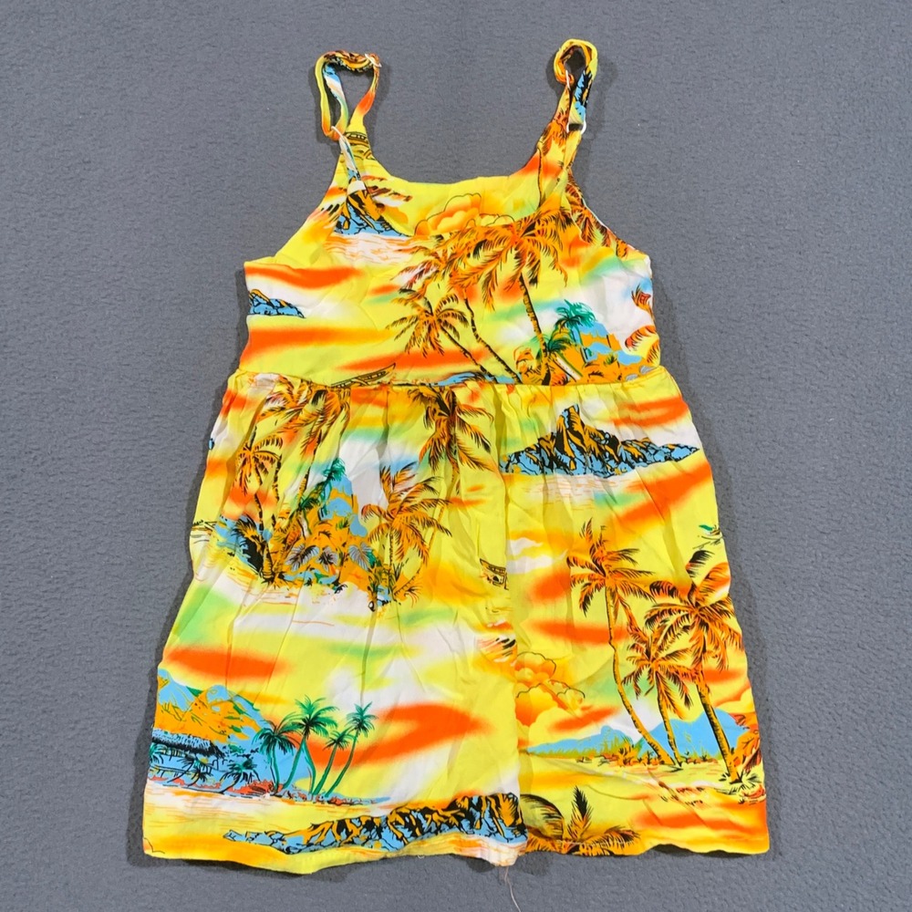 Palmwave Hawaii Sundress Girls 4 Yellow Tropical Palm Tree Sunset‎ Aloha Beach